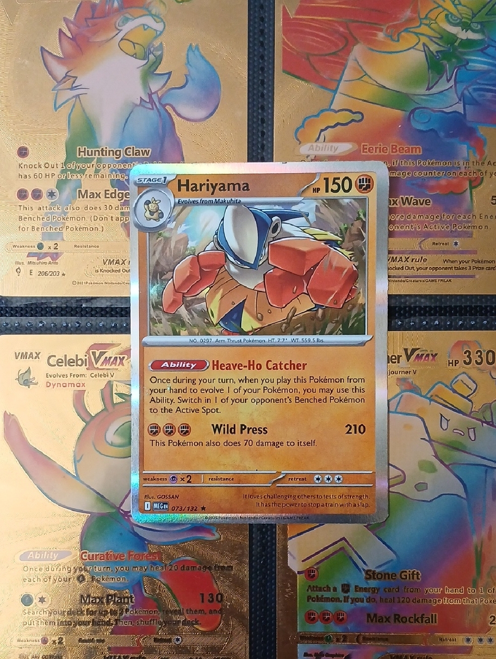 Pokemon Hariyama Trading Card - Orange, Yellow, Blue